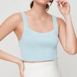 Wilfred| Aritzia| ‘San Clemente’ Baby Blue Sleeveless Knit Crop Top Sz XS